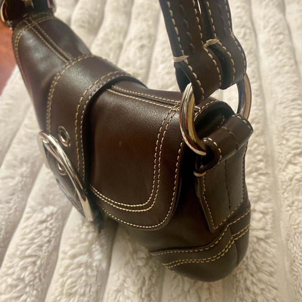 Coach Brown and Silver Shoulder Bag with Classic Hobo Design - Picture 4 of 7